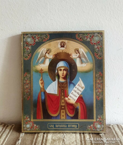 St. Red Rose icon print on wood