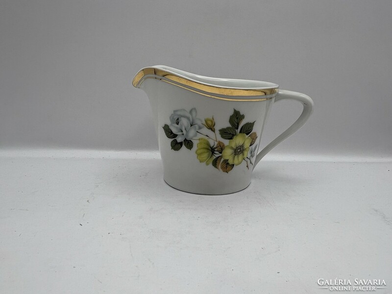 Hollóházi porcelán, sárga rózsás kiöntő, régi, 8 cm-es. 5037