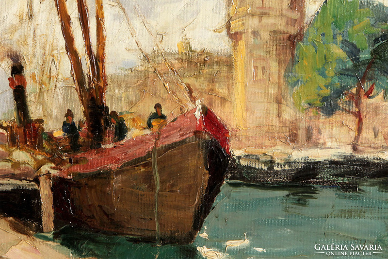 Gimes Lajos (1886-1945) - Amszterdami Kikötő | Montelbaanstoren Oude Schans
