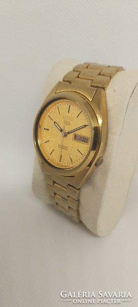 Seiko 5 gold automatic watch