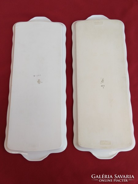 Two antique Zsolnay small floral, long, sandwich, cookie trays, in good condition, no minimum price