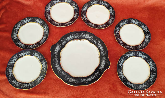 Zsolnay porcelain pompadour ii. Cookie-sandwich set of 7 pieces