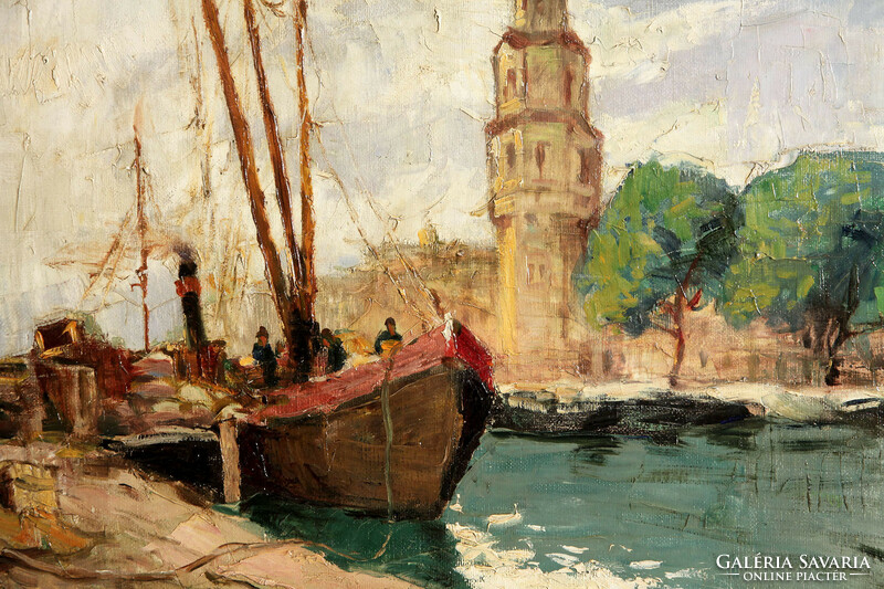 Gimes Lajos (1886-1945) - Amszterdami Kikötő | Montelbaanstoren Oude Schans