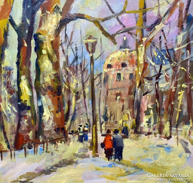 József Bánfi (1936): Monceau Park (Paris) in winter