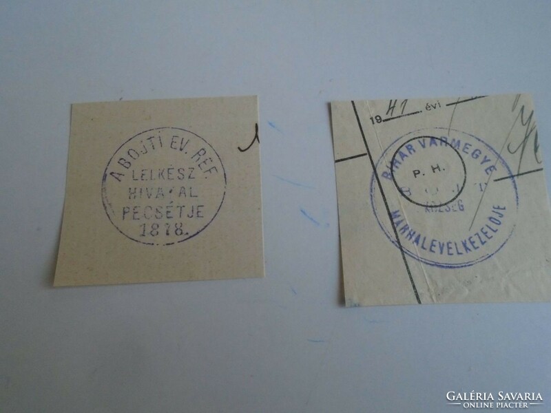 D202521  BOJT község -Bihar vm.   régi bélyegző-lenyomatok   2   db.   kb 1900-1950's