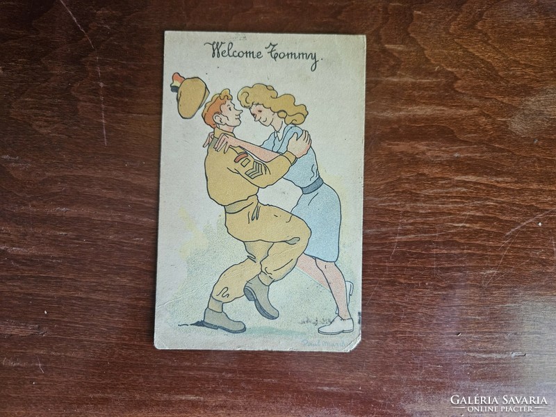 Old postcard soldier dancing
