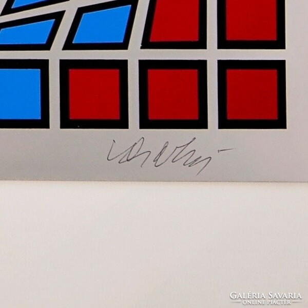 VIKTOR VASARELY"ARG-VIT"1980-ban kiadott Szeriográfia'szitanyomat 54/190.db.keretben:63x63cm