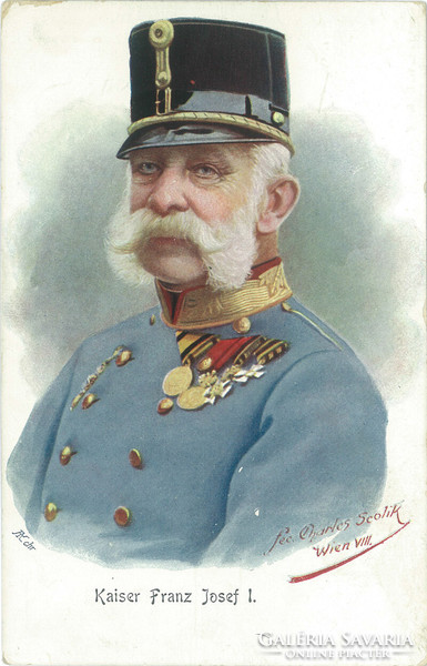I. Ferenc József osztrák császár. Képeslap, litográfia.