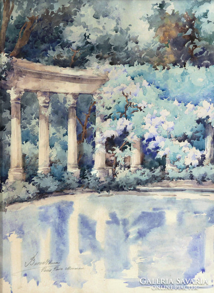 Ilona Barna (1897-1974) - paris, parc monceau | la naumachie paris ancient roman colonnade