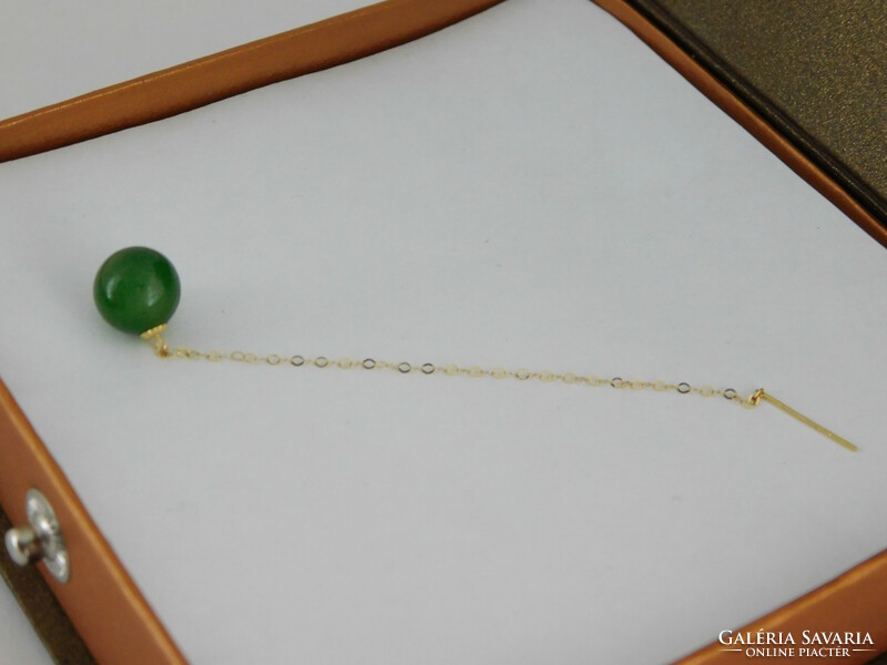 18K Gold Jade Dangle Earrings