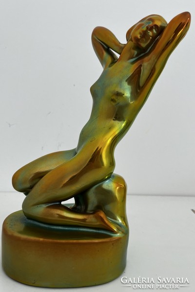 Zsolnay eosin glazed female nude