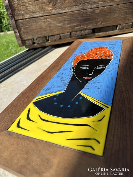 Fire Enamel Mural - Red Haired Woman