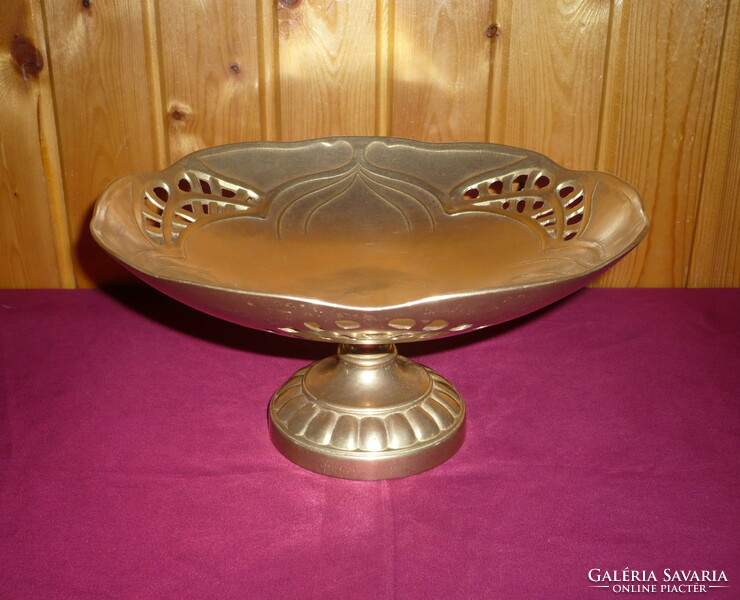 Copper fruit offering bowl with foot
