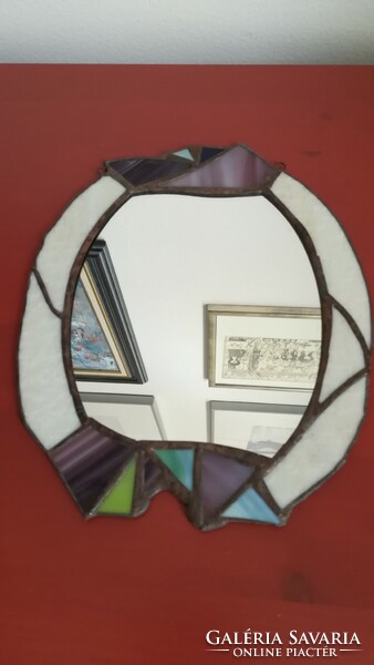 Stained glass mirror, can be hung