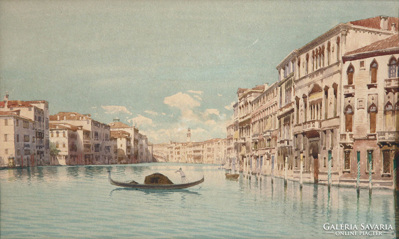 Emilio Boni (1844-1867) - Velence, Canal Grande | Gondola Rialto Híd