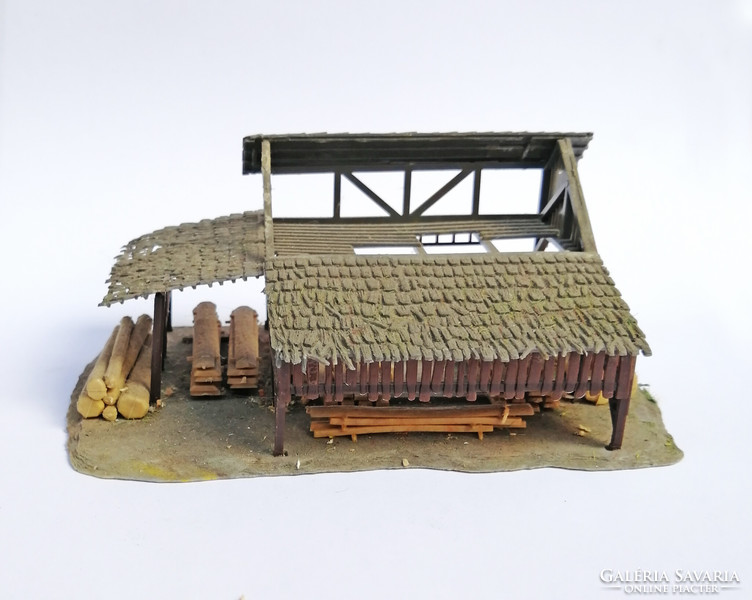 Log yard, shed - model building - field table model, model railway