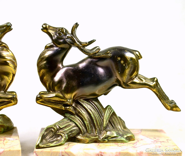 Art deco beautiful deer figural statue bookend pair!