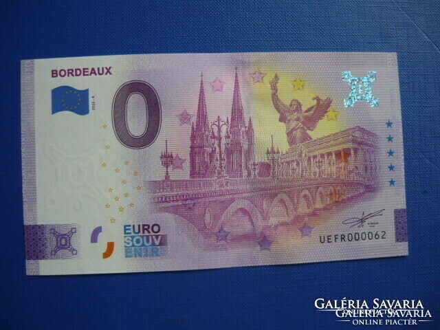 France 0 euros 2022 bordeaux! Rare memory paper money! Unc!