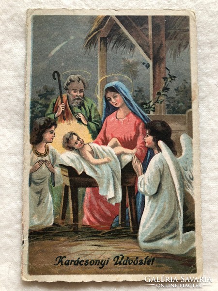 Antik, régi grafikus Karácsonyi képeslap                                       -10.