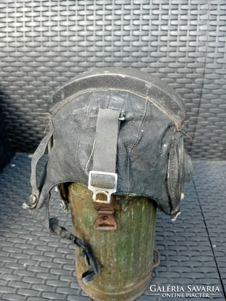 Soviet pilot leather helmet as found.