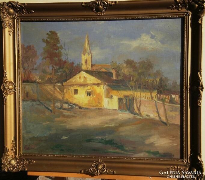 Unknown painter (Central 20th century): village detail / summer evening