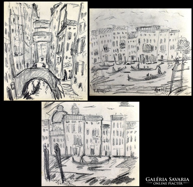 Tibor Gallé (1896-1944) Venice 1923 ( 3 works )