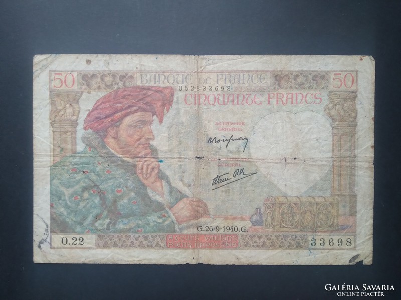 Franciaország 50 Francs 1940 VG