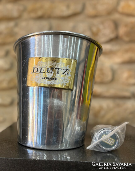 Vintage Deutz Champagne Bucket + 1 Metal Deutz Bottle Stopper - French Champagne Gifts