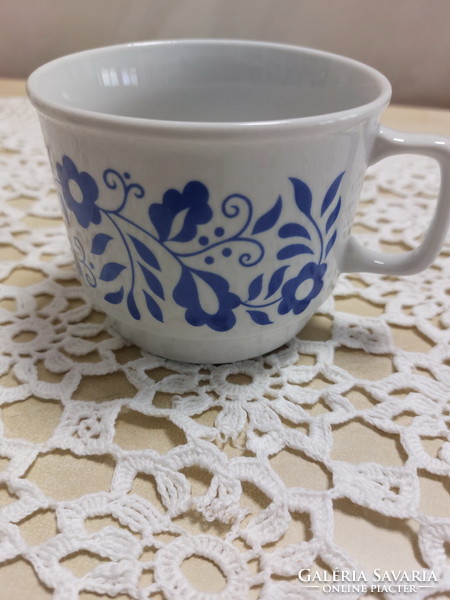 Régi Zsolnay porcelán bögre kék virágmintás retro teás csésze, bögre