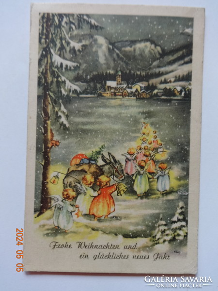 Old graphic Christmas/New Year greeting card