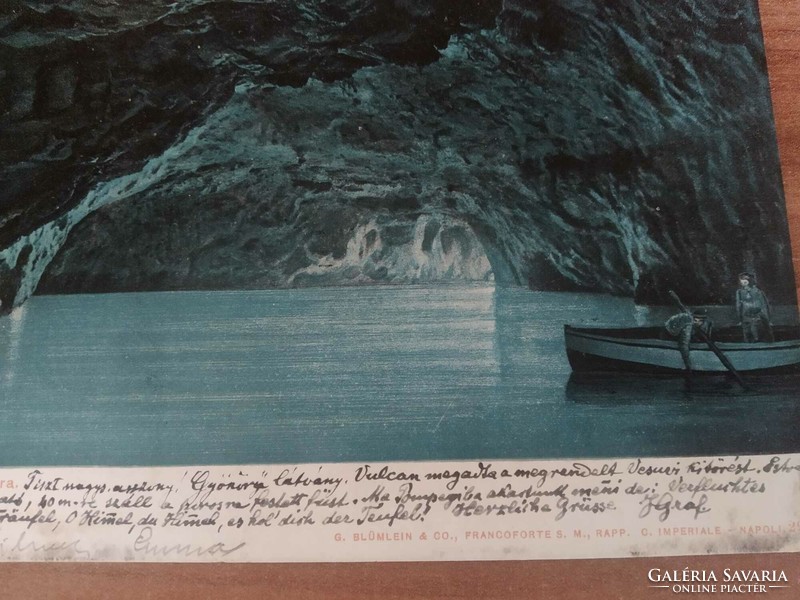 Antik lap,Olaszország, Capri szigetek, a Kék barlang, 1905