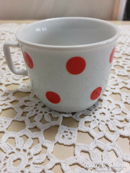 Old Zsolnay porcelain large red polka dot retro tea cup, mug