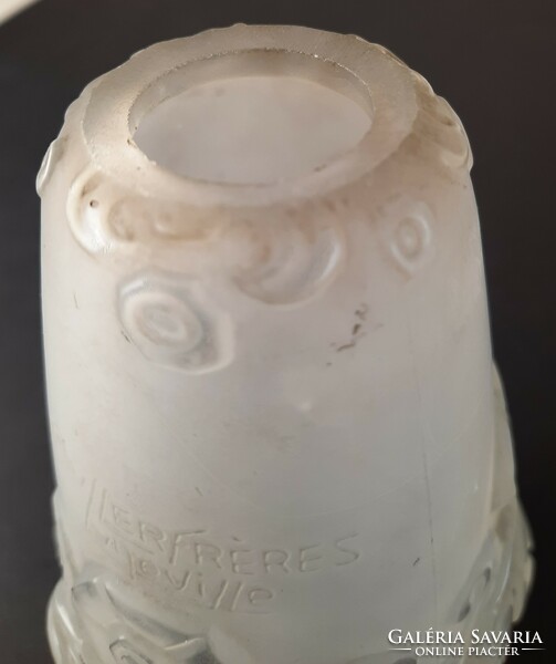 French art deco marked cast glass lamp shade