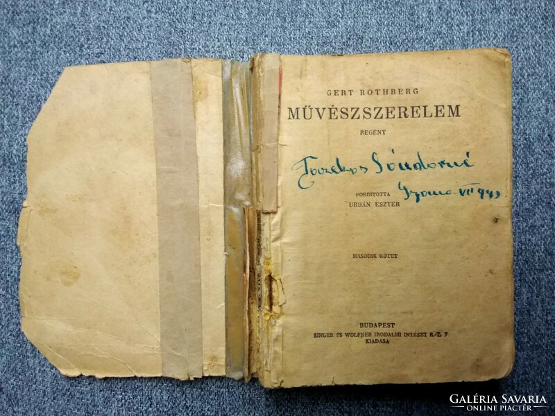Gert Rothberg: Művészszerelem I-II (1934) Milliók könyve - antik ponyva