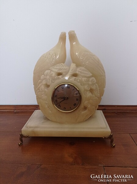 Alabaster fireplace clock