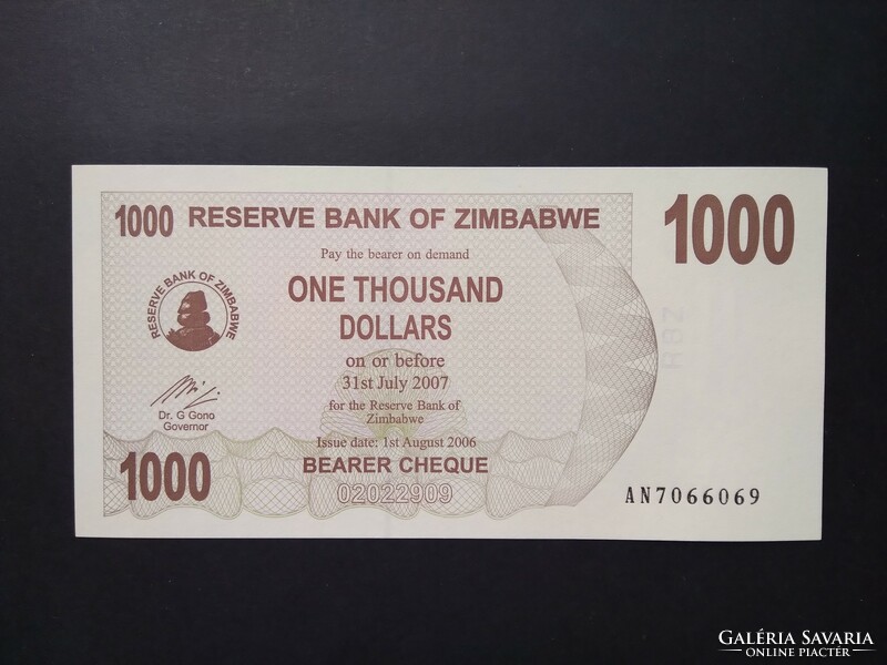 Zimbabwe 1000 Dollars 2006 UNC