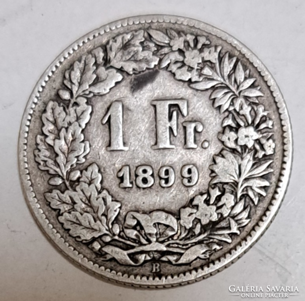 Ritka! 1899. Svájc 0,835 ezüst 1 Frank (Csak 400 ezer darab készült!!!)  (331)
