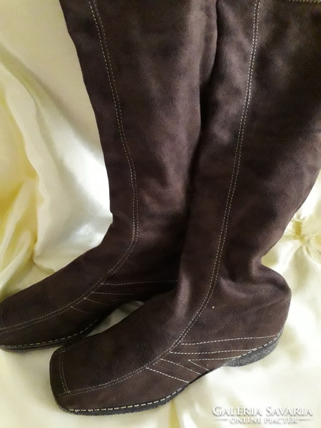 Brown suede hemmed soft-soled slip-on boots 38 new, beautiful product