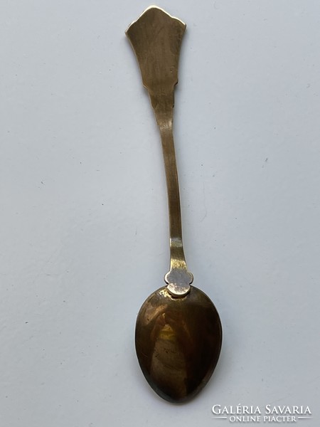 Brass fire enamel decorated spoon for Budapest collectors.