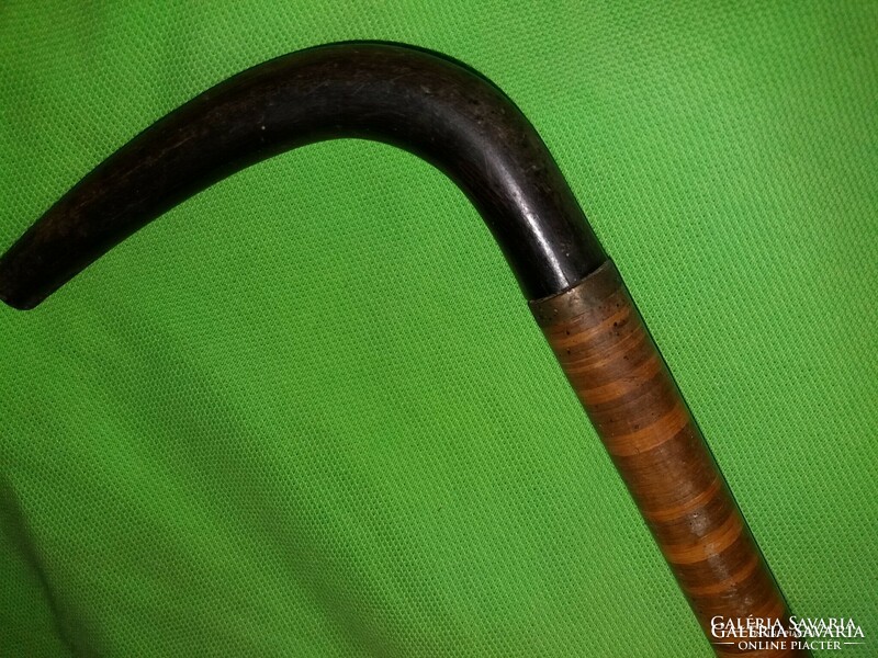 Antique horn ring with brass head copper walking and walking stick walking stick 80 cm according to the pictures