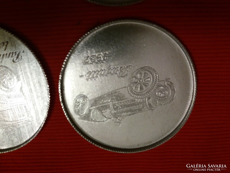 Antique sheet metal factory metal plate oldtimer cars engraved cup coaster set as shown in pictures