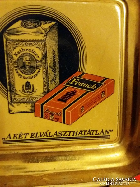 1928. Antik MAGYAR KATHREINER - KNEIPP malátakávés fém lemez díszdoboz a képek szerint