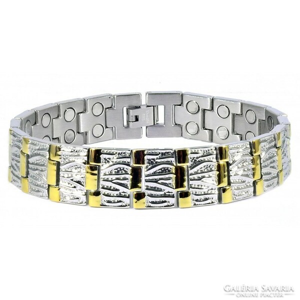 Extra strong stainless steel magnetic bracelet with gold plating