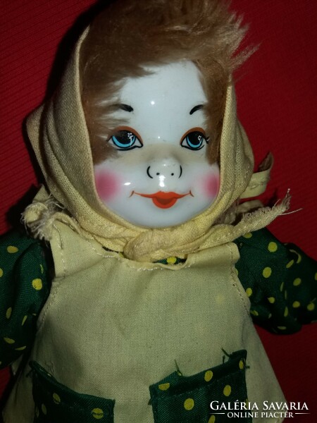 Old quality industrial artist toy doll with porcelain head in good condition 20 cm according to the pictures