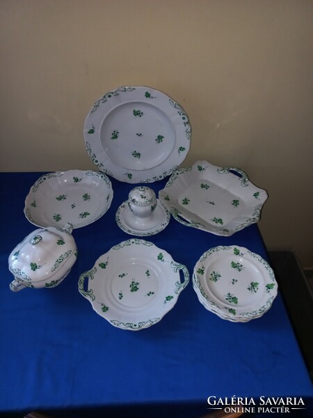 Antique indigo-patterned hüttl tivadar aquincum tableware