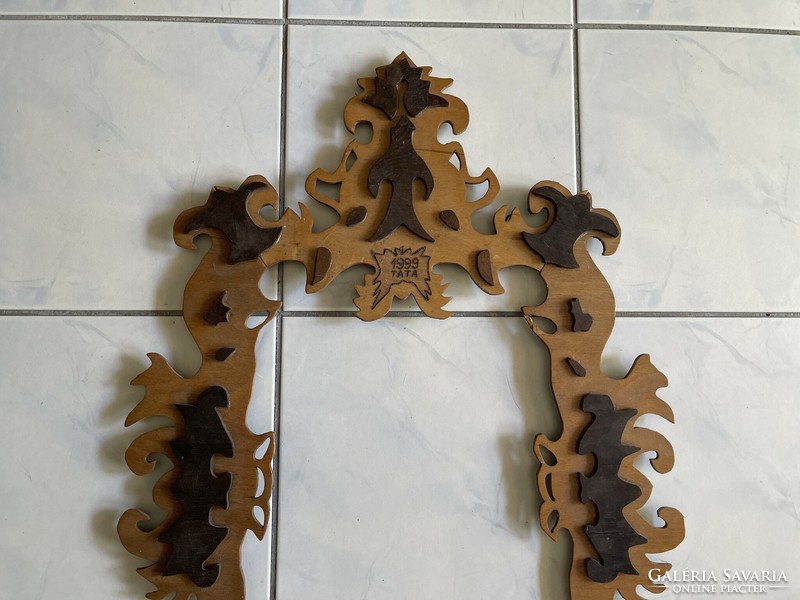 Large carved wooden unique picture frame.