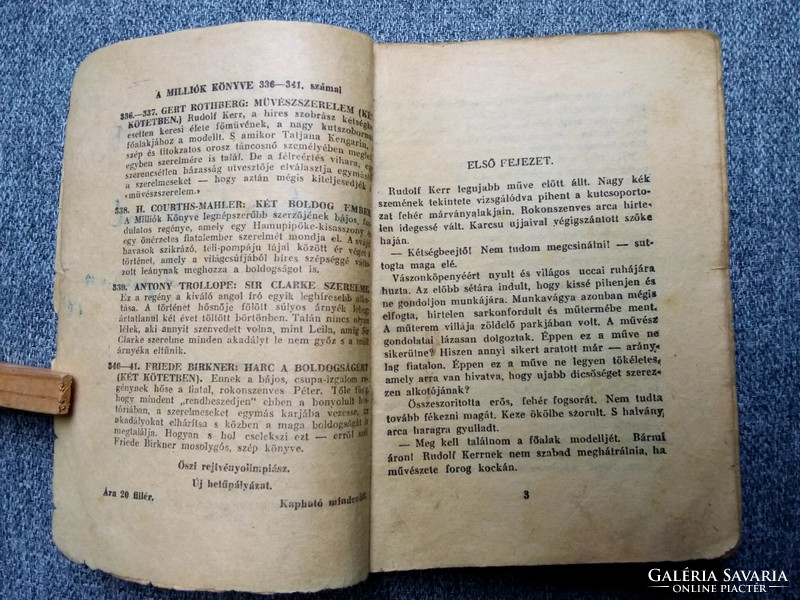 Gert Rothberg: Művészszerelem I-II (1934) Milliók könyve - antik ponyva
