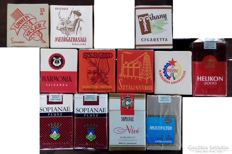 Old Hungarian empty cigarette boxes in pieces