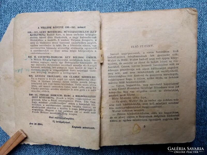 Gert Rothberg: Művészszerelem I-II (1934) Milliók könyve - antik ponyva