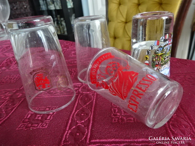 Négy darab pálinkás kupica, mind más, 5 cl - 1/16 L. Vanneki!
